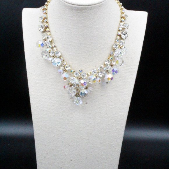 Juliana DE Aurora Borealis AB Crystals Rhinestones Charm Waterfall Necklace - Picture 4 of 13